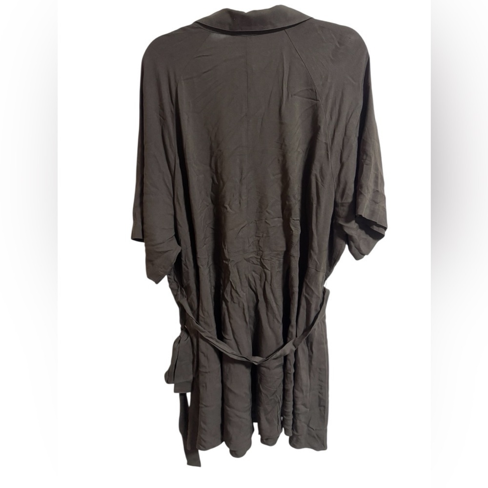 H&M Brown Viscose Belted Shirt Dress XXL NWT Sustainable Circulose - Picture 2 of 5